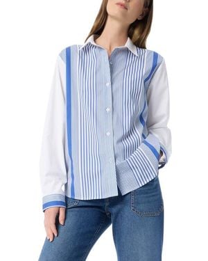 DO by Dee Ocleppo Noelle Stripe Cotton Button-Up Shirt - Blue