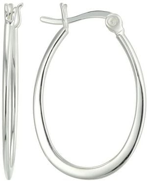 CANDELA JEWELRY Oval Hoop Earrings - White