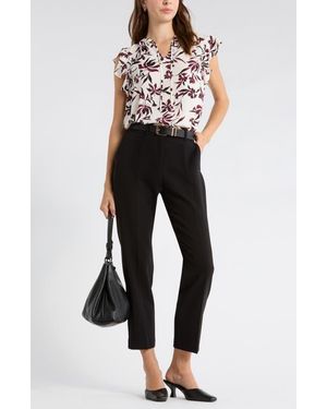 Nordstrom Rack Tie Neck Ruffle Cap Sleeve Top - Black