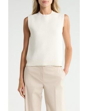 Theory Pointelle Cotton Blend Sweater Vest - Natural