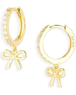 Argento Vivo Cross Dangle Twist Huggie Hoop Earrings - Metallic