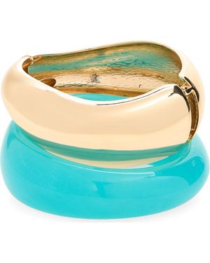 Panacea Set Of 2 Resin & Goldtone Bangles - Green