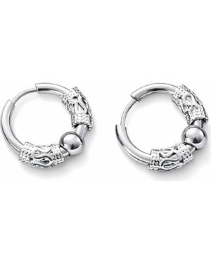 Rebel Stainless Steel Snake Wrapped Huggie Hoop Earrings - Metallic