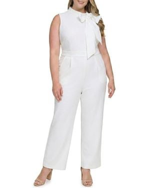Vince Camuto Bow Neck Sleeveless Stretch Crepe Jumpsuit - White