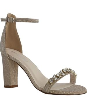 Touch Ups Rhinestone Ankle Strap Sandals - Metallic