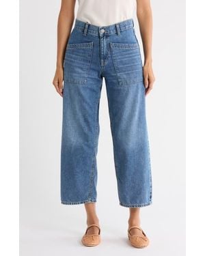 Lucky Brand High Waist Wide Leg Crop Jeans - Blue