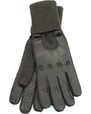 Portolano Cuffed Leather Gloves - Gray