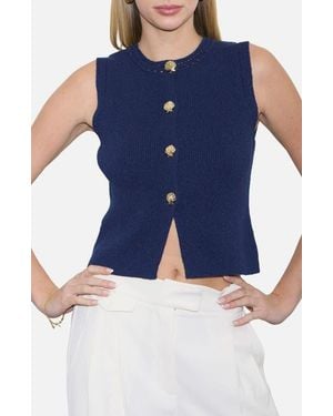 Blu Pepper Button Up Knit Vest - Blue