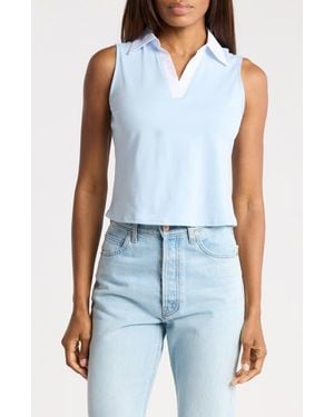 French Connection Contrast Collar Sleeveless Knit Polo - Blue