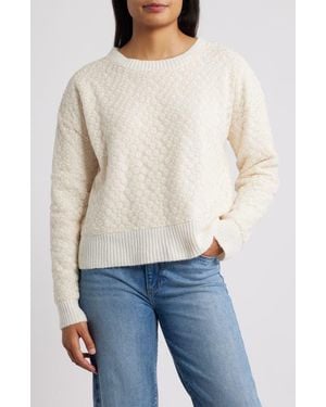 Bobeau Floral Embroidered Crewneck Sweater - White