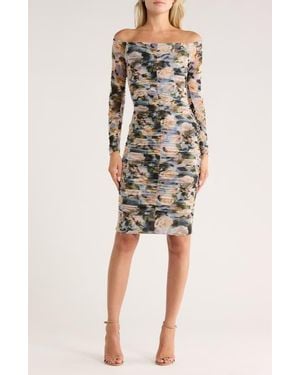 L'Agence Morgana Ruched Off-Shoulder Dress - Multicolor