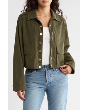 AREA STARS Adra Corduroy Crop Shirt Jacket - Green