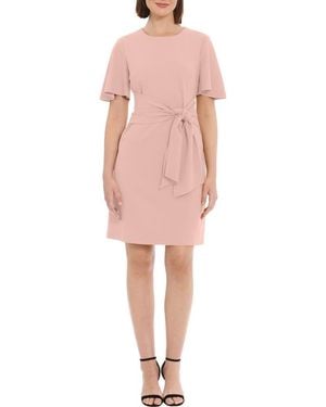 Donna Morgan Tie Waist Crepe Dress - Pink