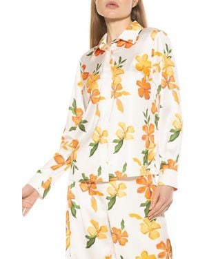 Alexia Admor Ginger Floral Button-Up Shirt - Metallic