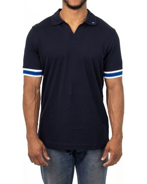VELLAPAIS Elda Johnny Collar Knit Polo - Black