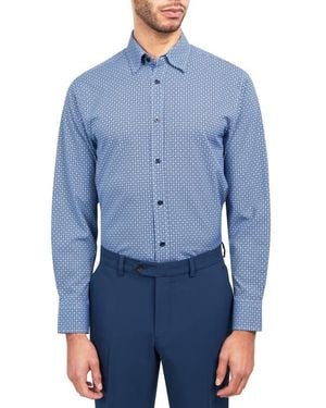 W.r.k. Regular Fit Mosaic Geo Print Stretch Performance Dress Shirt - Blue