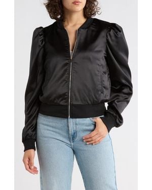 Tart Collections Amma Crop Satin Bomber Jacket - Black