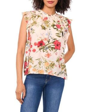 Halogen® Smocked Flutter Sleeve Top - Orange