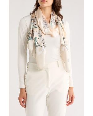 La Fiorentina Floral Print Silk Scarf - Natural