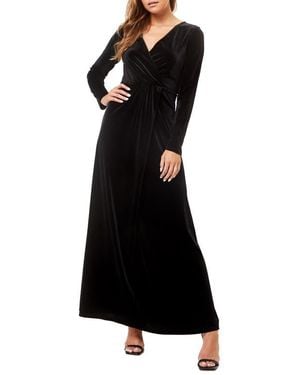 Love By Design Long Sleeve Velvet Maxi Dress - Black