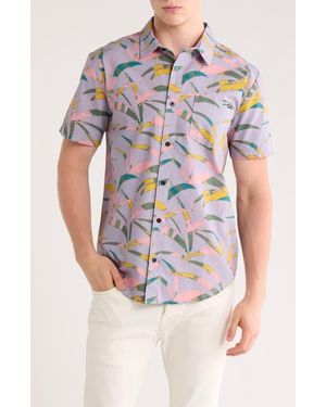 Billabong Frond Short Sleeve Cotton Button-Up Shirt - Gray