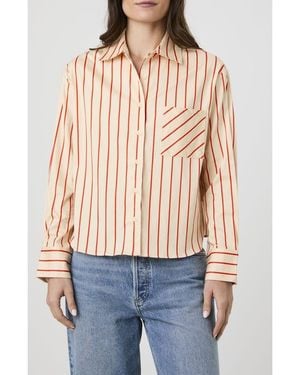 French Connection Boxy Stripe Button-Up Shirt - Red