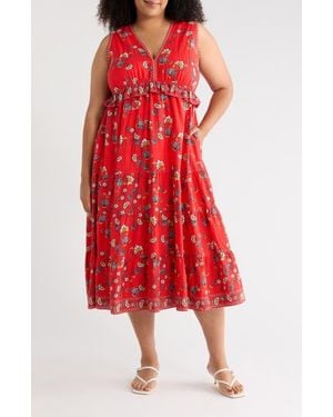 Max Studio Sleeveless Surplice Maxi Dress - Red