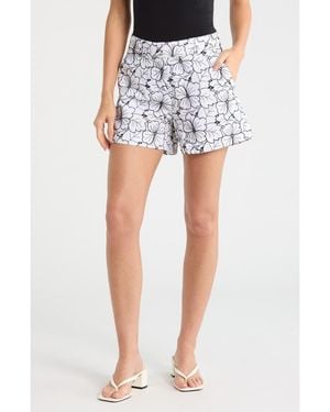 Tahari Floral Embroidered Shorts - Blue