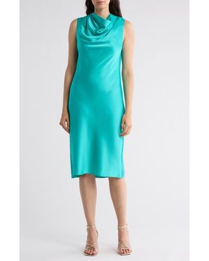 Trina Turk Ulani Cowl Neck Sleeveless Shift Dress - Blue