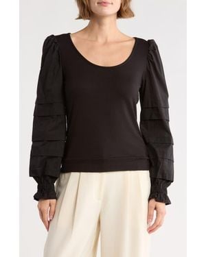 Tart Collections Marilee Mixed Media Long Sleeve Top - Black