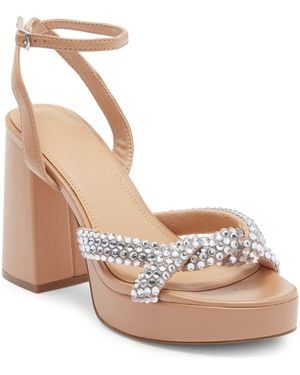 Steve Madden Martini Rhinestone Platform Sandal - Metallic