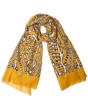 Saachi Animal Print Cotton Scarf - Yellow