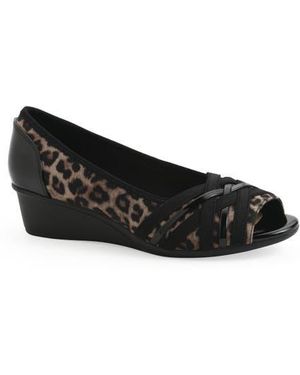 White Mountain Boldest Wedge Peep Toe Pump - Black