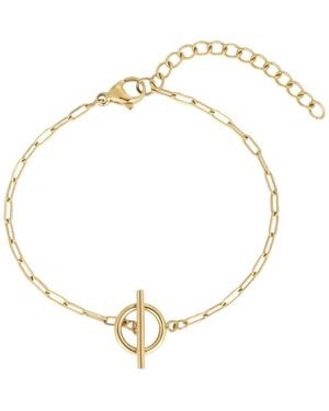 Adornia 18K Plated Toggle Pendant Paperclip Chain Bracelet - Metallic