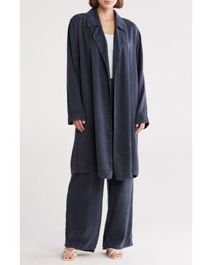 Eileen Fisher Notched Lapel Longline Coat - Blue