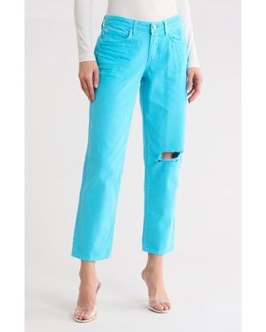 L'Agence Nevia Mid Rise Slouchy Straight Leg Jeans - Blue