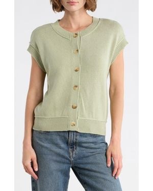 Blu Pepper Cap Sleeve Button Front Cardigan - Green