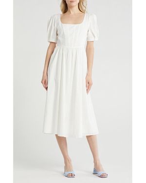 Wayf Short Sleeve Midi Dress - White