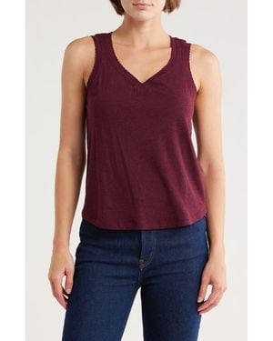 Democracy Scallop Trim Shell Tank Top - Red