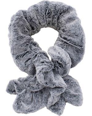 Surell Faux Fur Ruffle Scarf - Gray