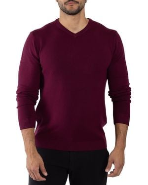 Xray Jeans V-Neck Ribbed Knit Sweater - Purple