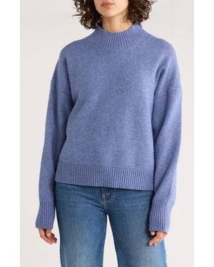 Truth Mock Neck Pullover Sweater - Blue
