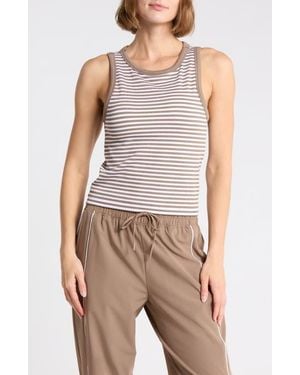 90 Degrees Seamless Ribbed Striped Tank - Blue