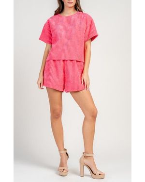 Beivy Boxy Oversized Corduroy T-Shirt - Red