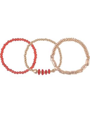Rachel Roy Set Of 3 Beaded Stretch Bracelet - Orange