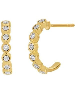 CARRIERE JEWELRY Bezel Set Diamond Hoop Earrings - Metallic