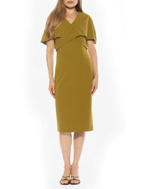 Alexia Admor Noor Wrap Bodice Midi Sheath Dress - Yellow
