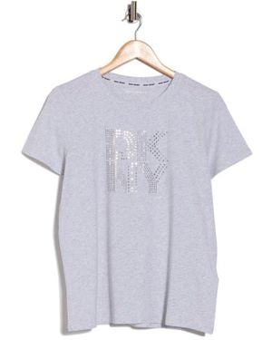 DKNY Mixed Rhinestone Logo T-Shirt - Purple