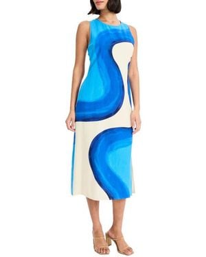 Donna Morgan Sleeveless A-Line Midi Dress - Blue