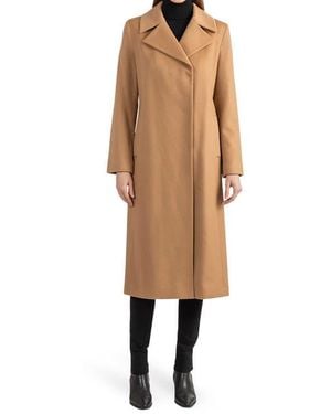 Sofiacashmere Wool Notch Lapel Coat - Natural